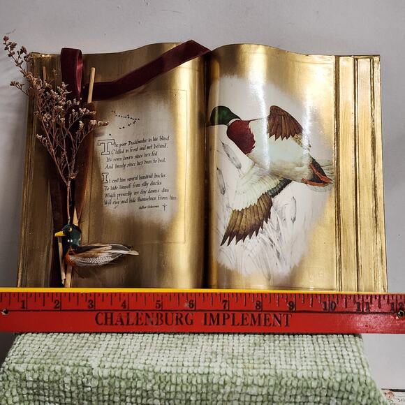 VTG Mallard Duck 3D Open Book Wall Art Gold Finish by Ellen Watkins 12x10 - Picture 12 of 13